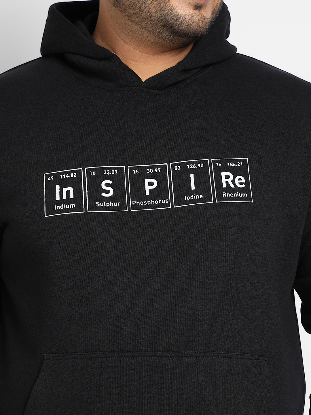 Plus Size Men's Black Inspire Hoodie With Kangaroo Pocket