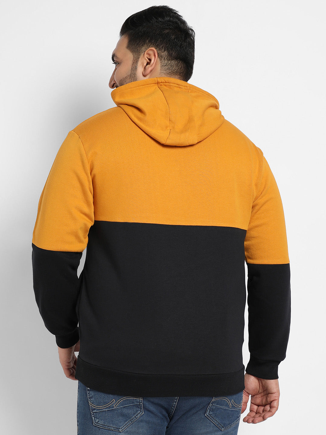 Black & Mustard Yellow Inspire Hoodie With Kangaroo Pocket