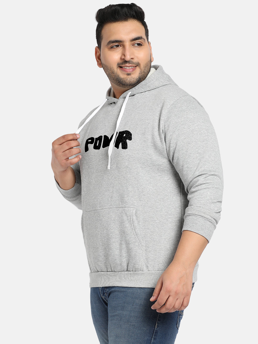 Grey Contrast Power Hoodie