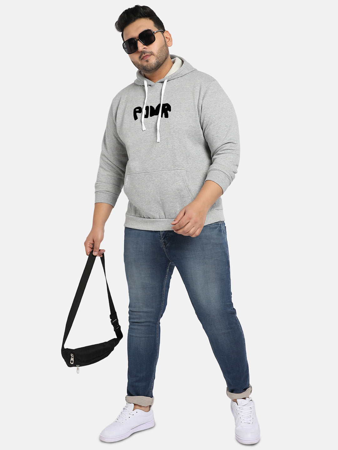 Grey Contrast Power Hoodie