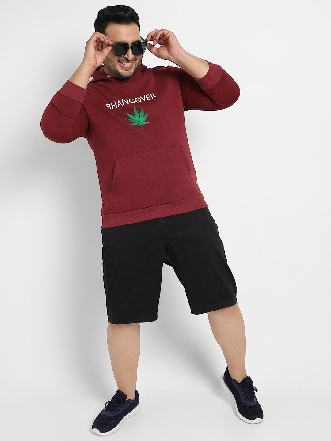 Maroon Red Bhangover Hoodie With Kangaroo Pocket