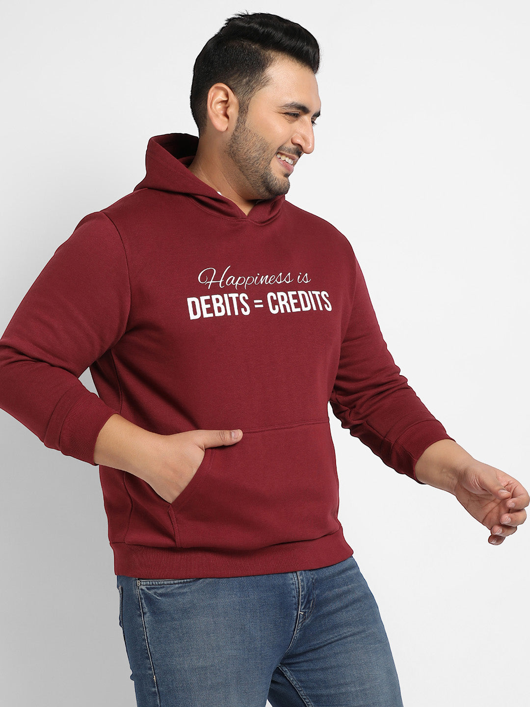 Maroon Red Happiness Is Hoodie With Kangaroo Pocket