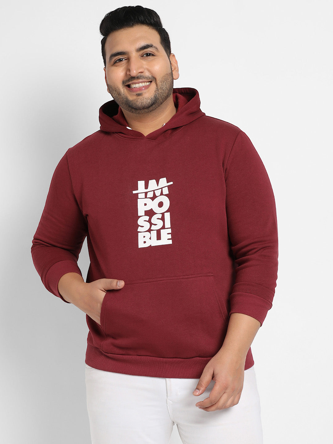 Maroon Red Impossible Hoodie With Kangaroo Pocket