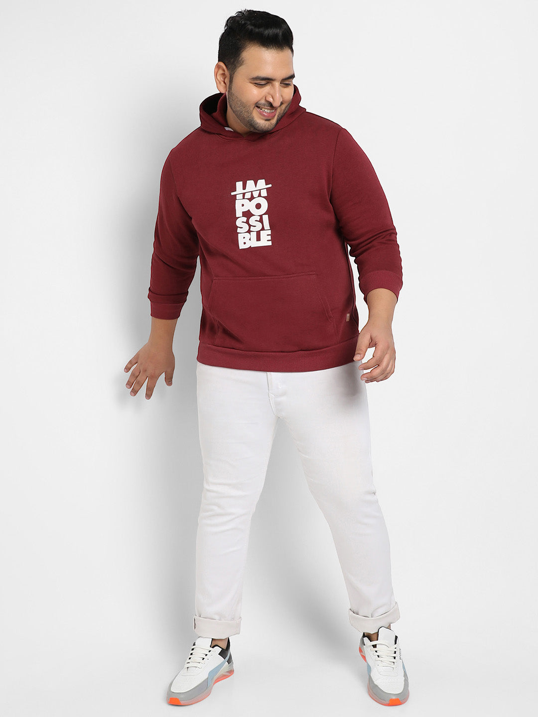 Maroon Red Impossible Hoodie With Kangaroo Pocket