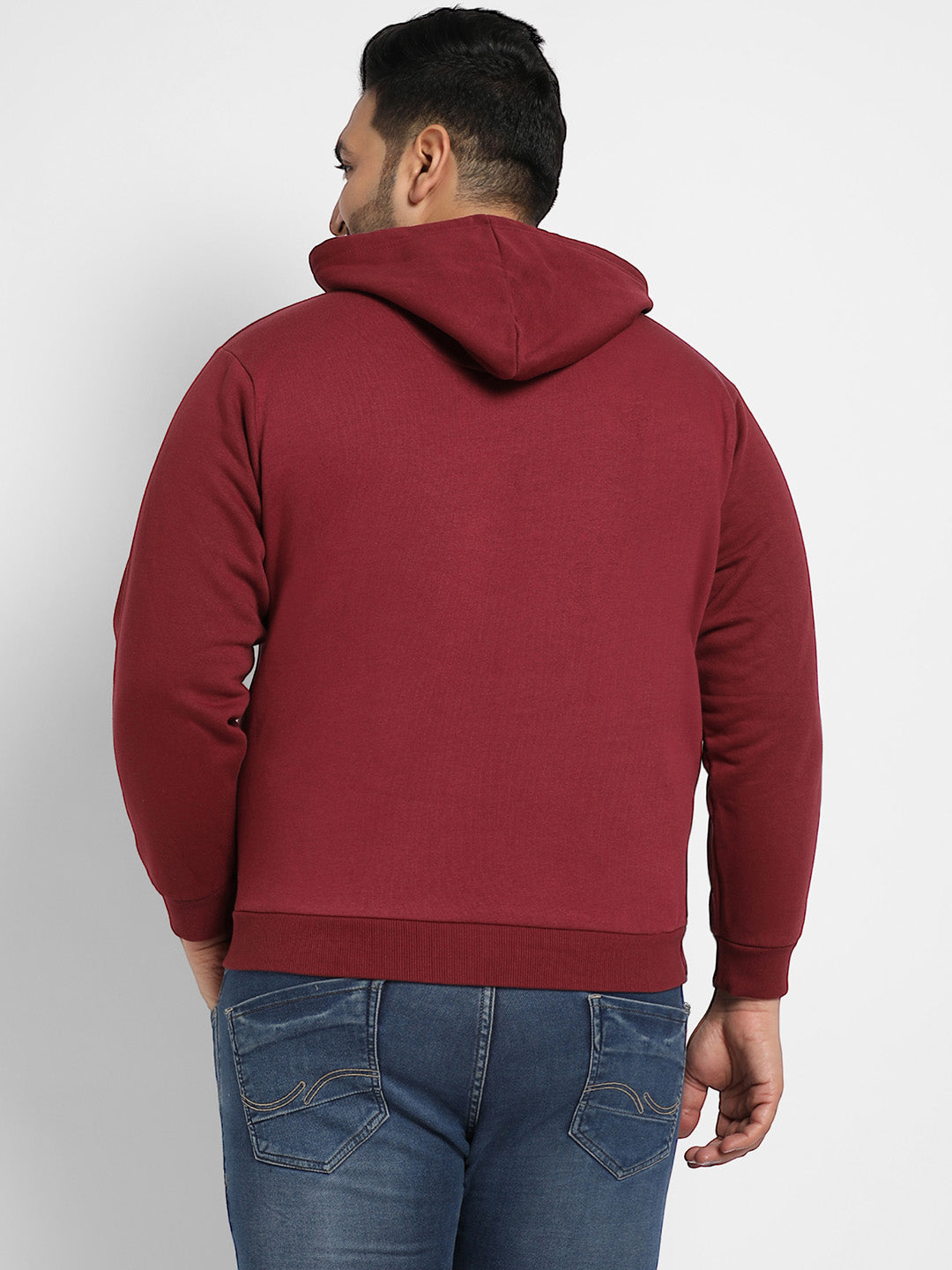 Maroon Red Pullover Hoodie With Contrast Drawstring