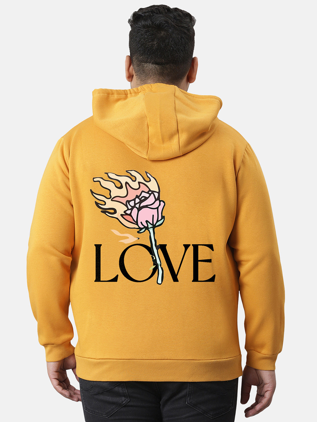 Mustard Yellow Fire Rose Hoodie