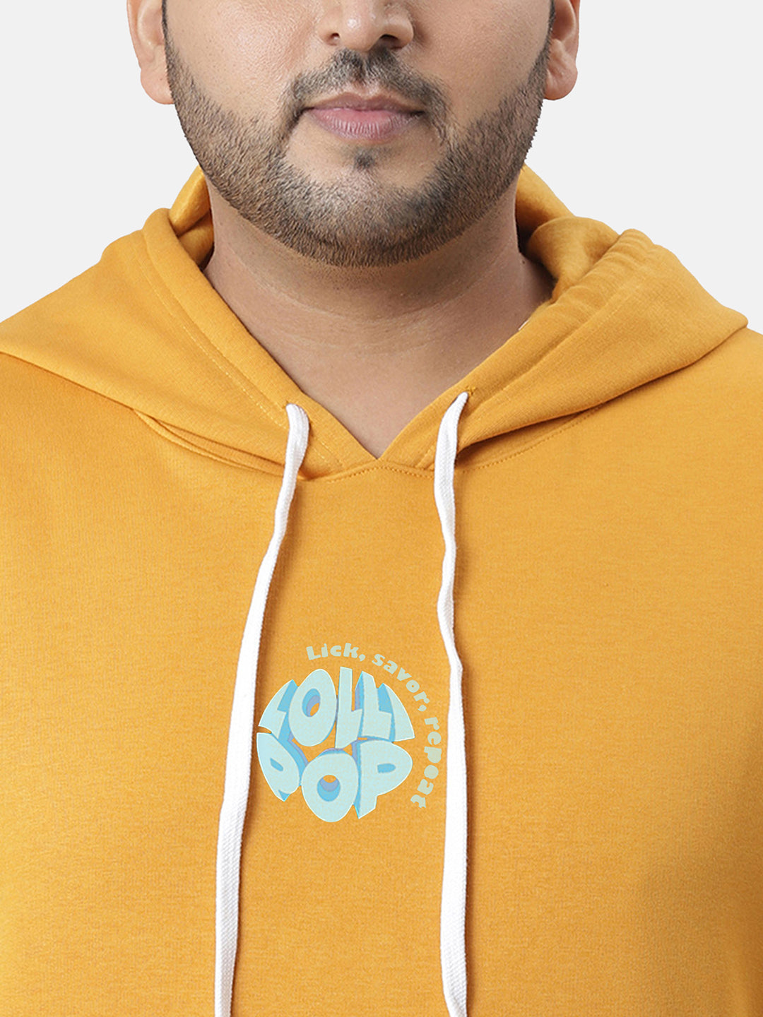 Plus Size Men's Mustard Yellow Lollipop Hoodie