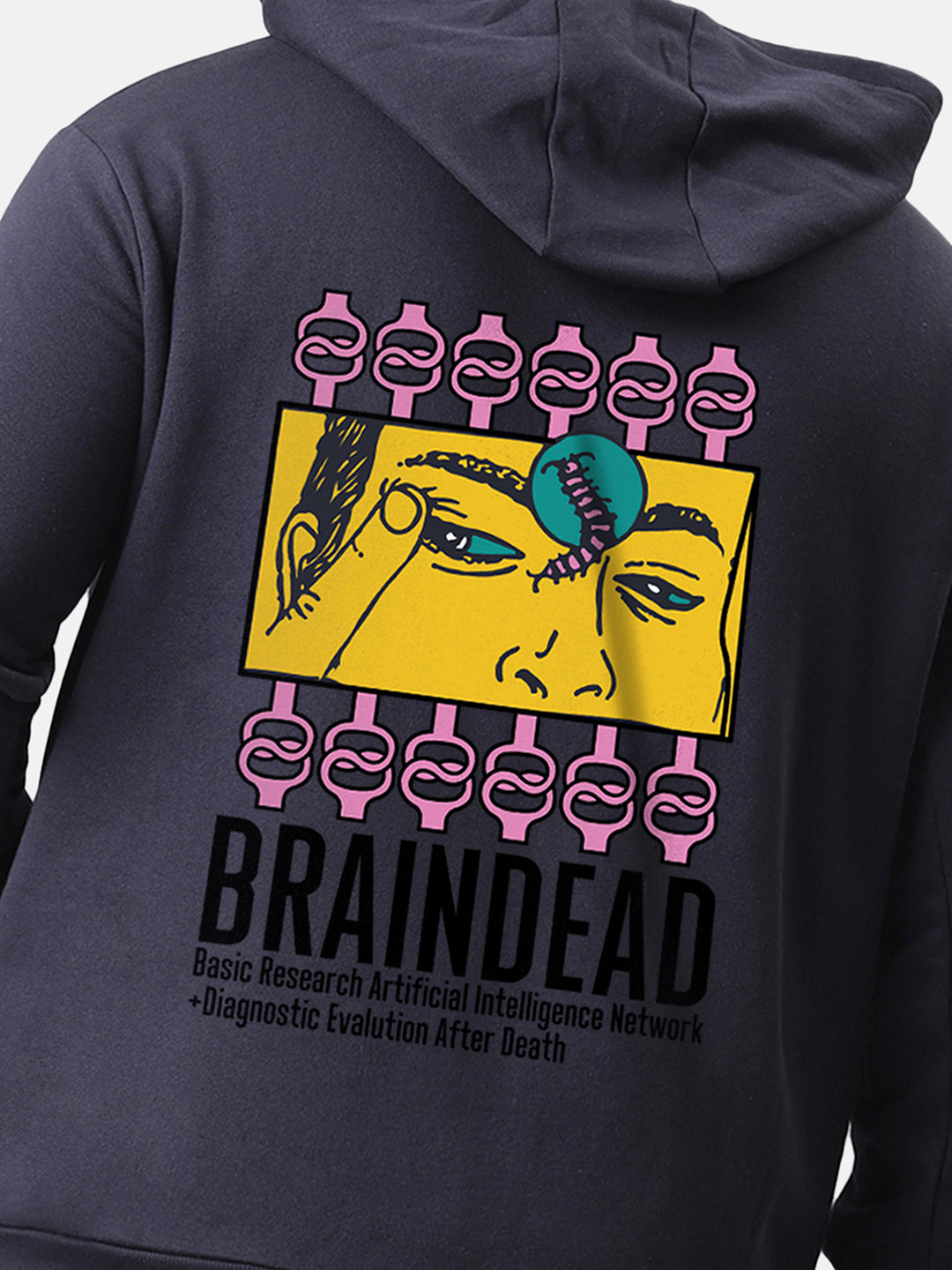 Plus Size Men's Navy Blue Braindead Hoodie