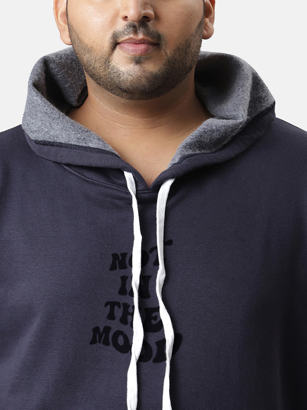 Plus Size Men's Navy Blue Not In The Mood Hoodie