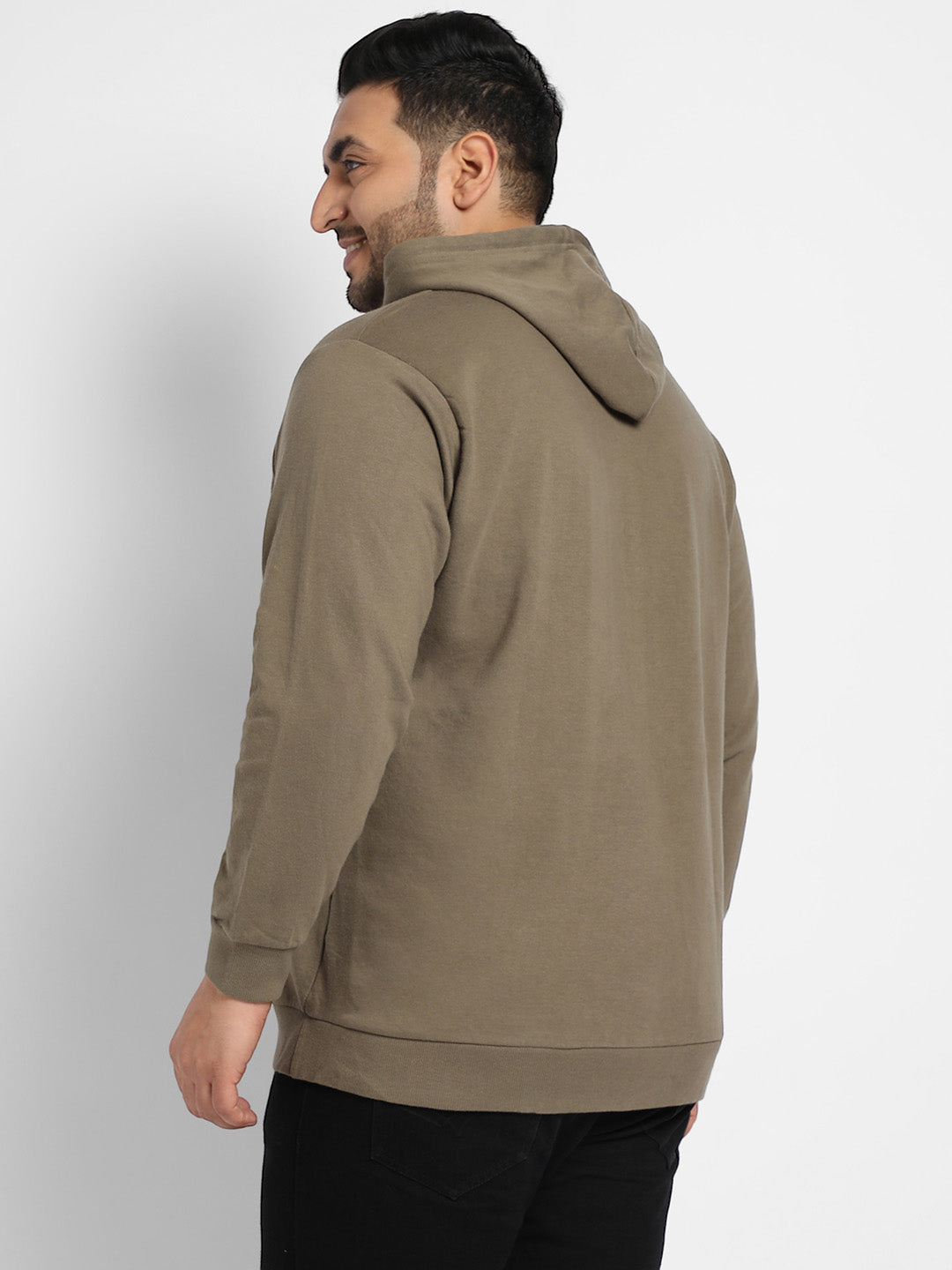 Olive Green Happiness Is Hoodie With Kangaroo Pocket