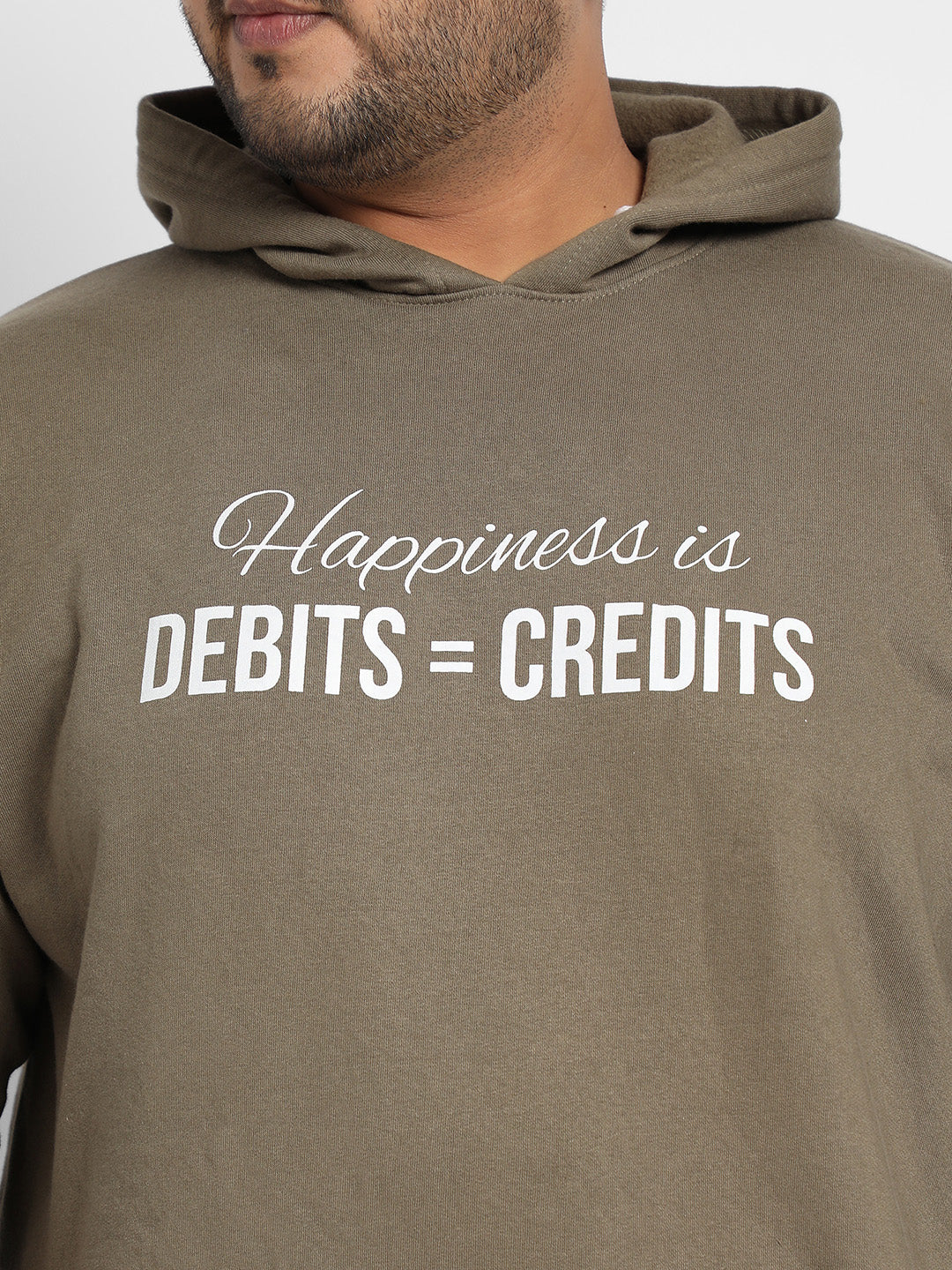 Plus Size Men's Olive Green Happiness Is Hoodie With Kangaroo Pocket