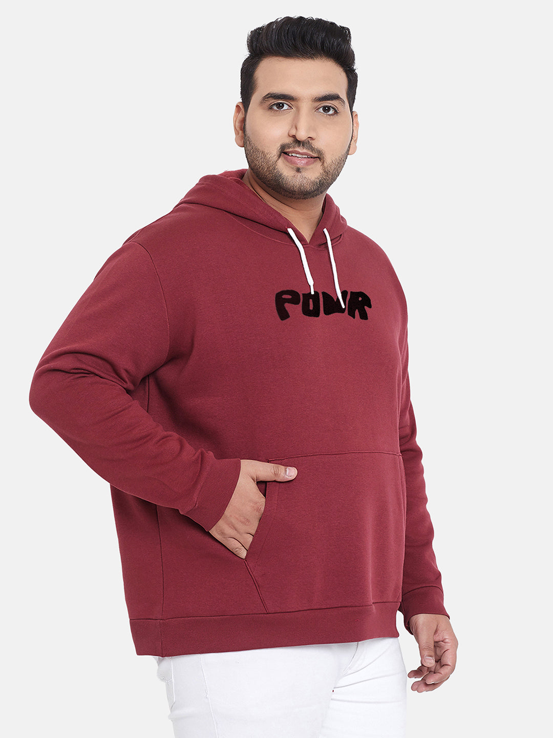 Wine Red Contrast Power Hoodie