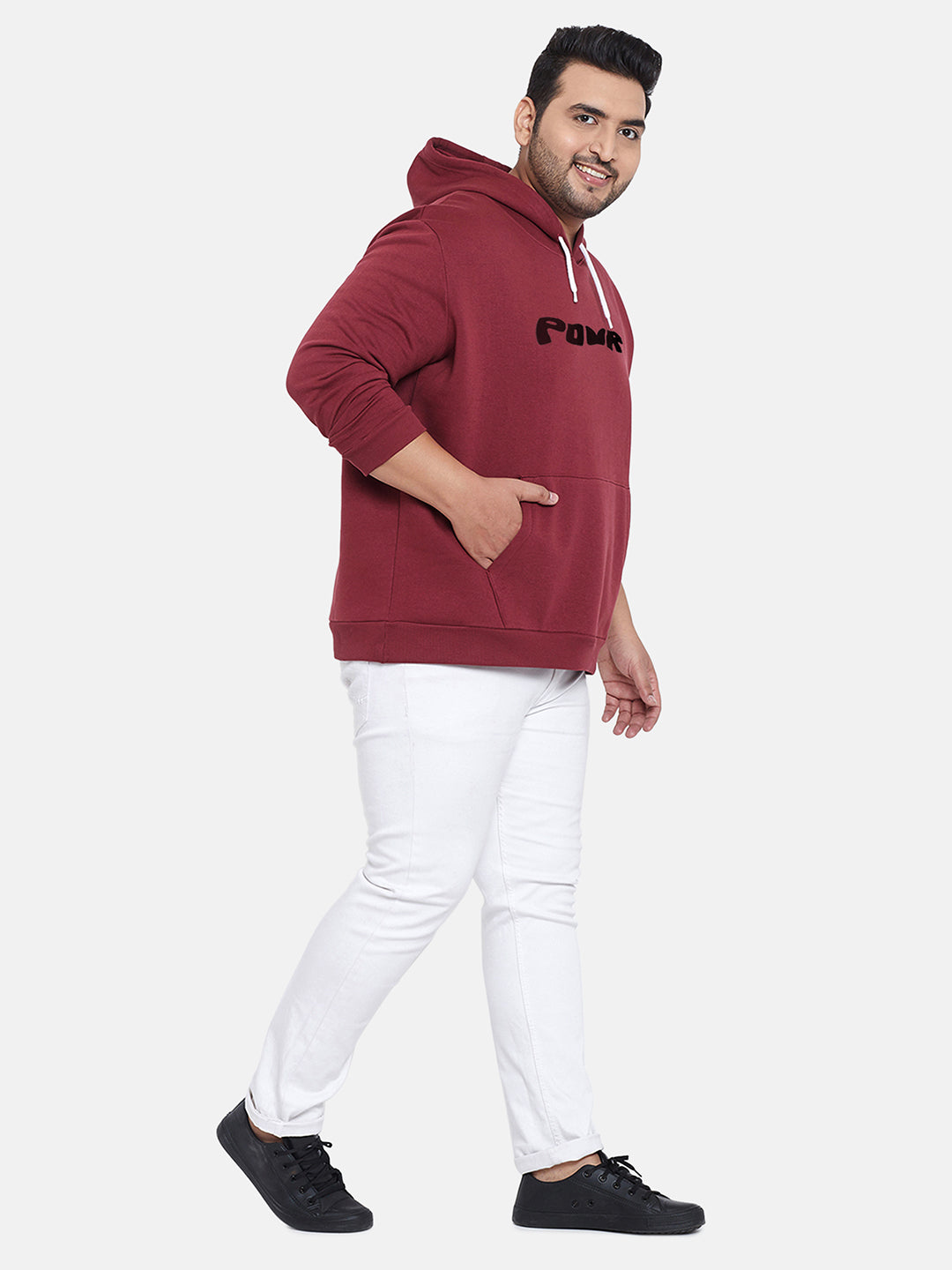 Wine Red Contrast Power Hoodie