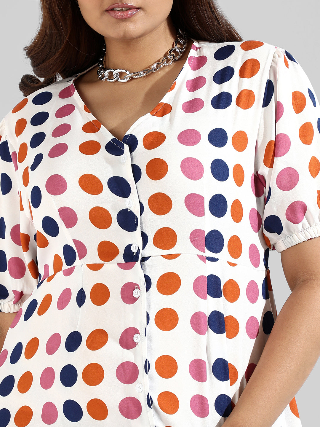 Instafab Plus Women Polka Dot's Design, Button Stylish Casual Dresses