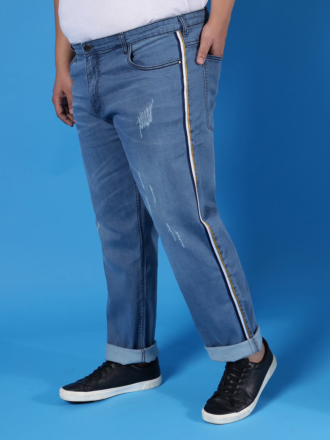 Side Striped Casual Denim Jeans
