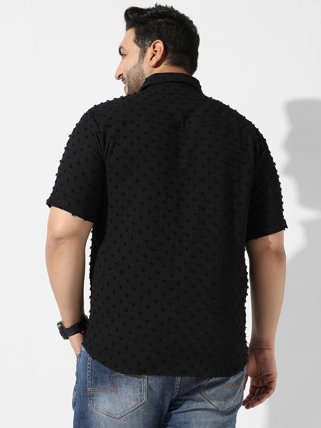 Black Textured Casual Shirt