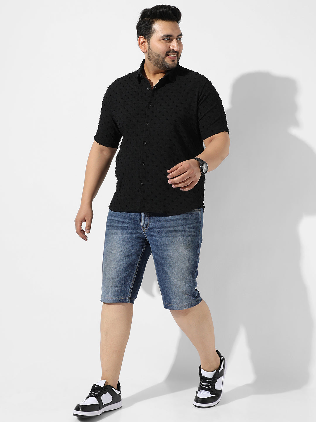 Black Textured Casual Shirt