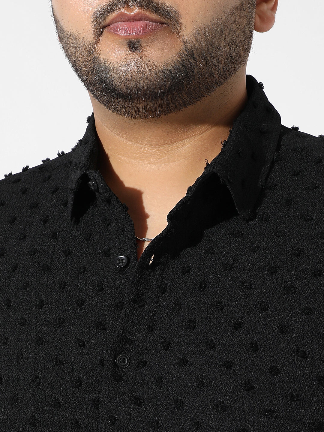 Black Textured Casual Shirt