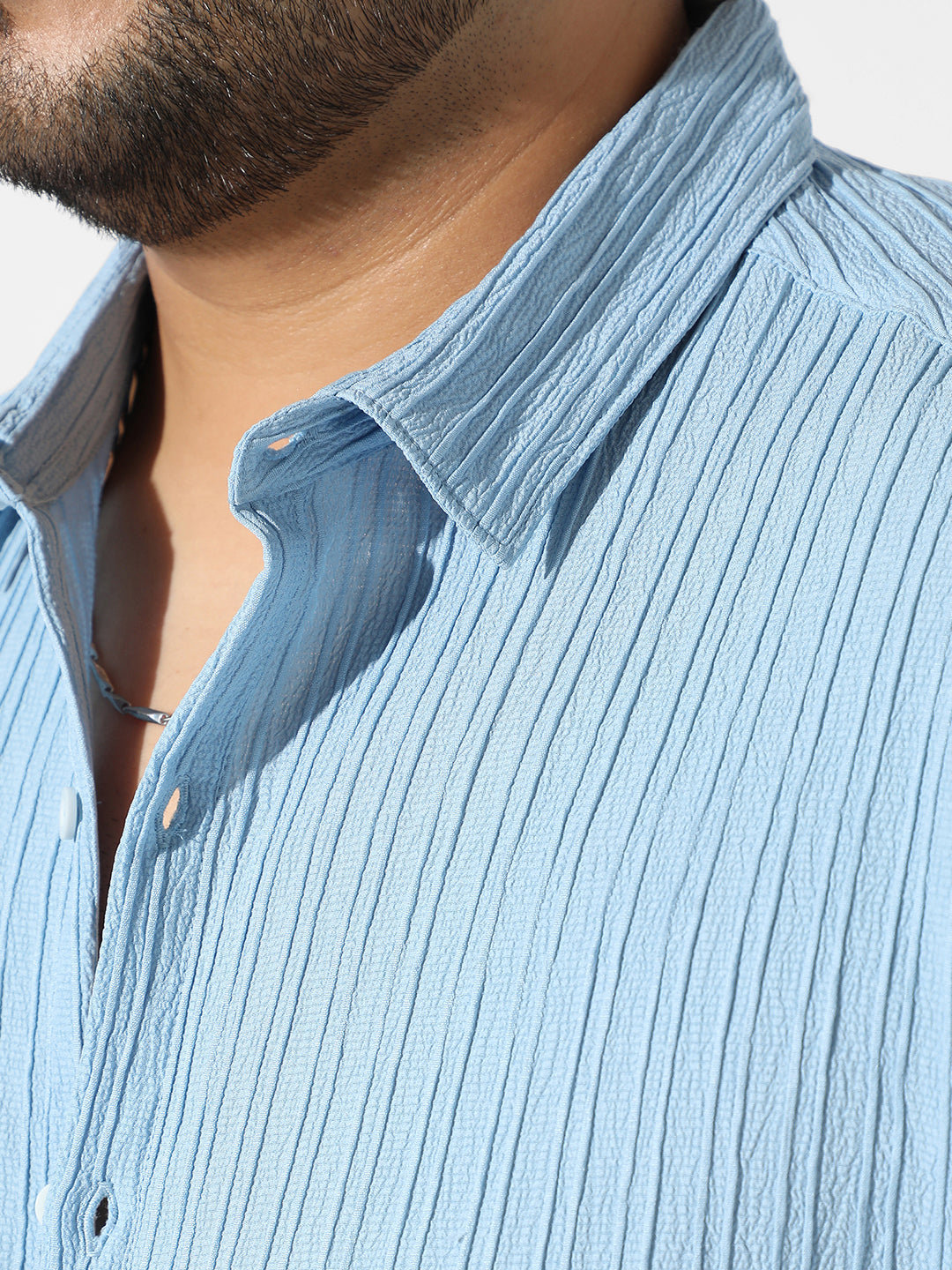 Light Blue Textured Casual Shirt