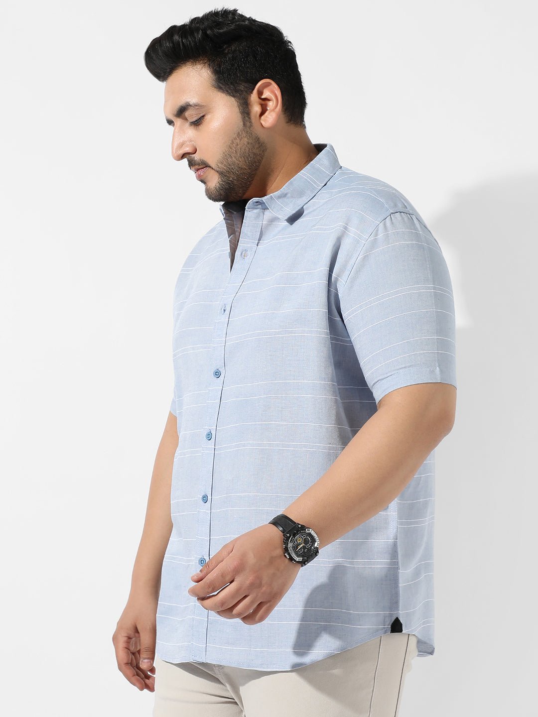 Light Blue Striped Casual Shirt