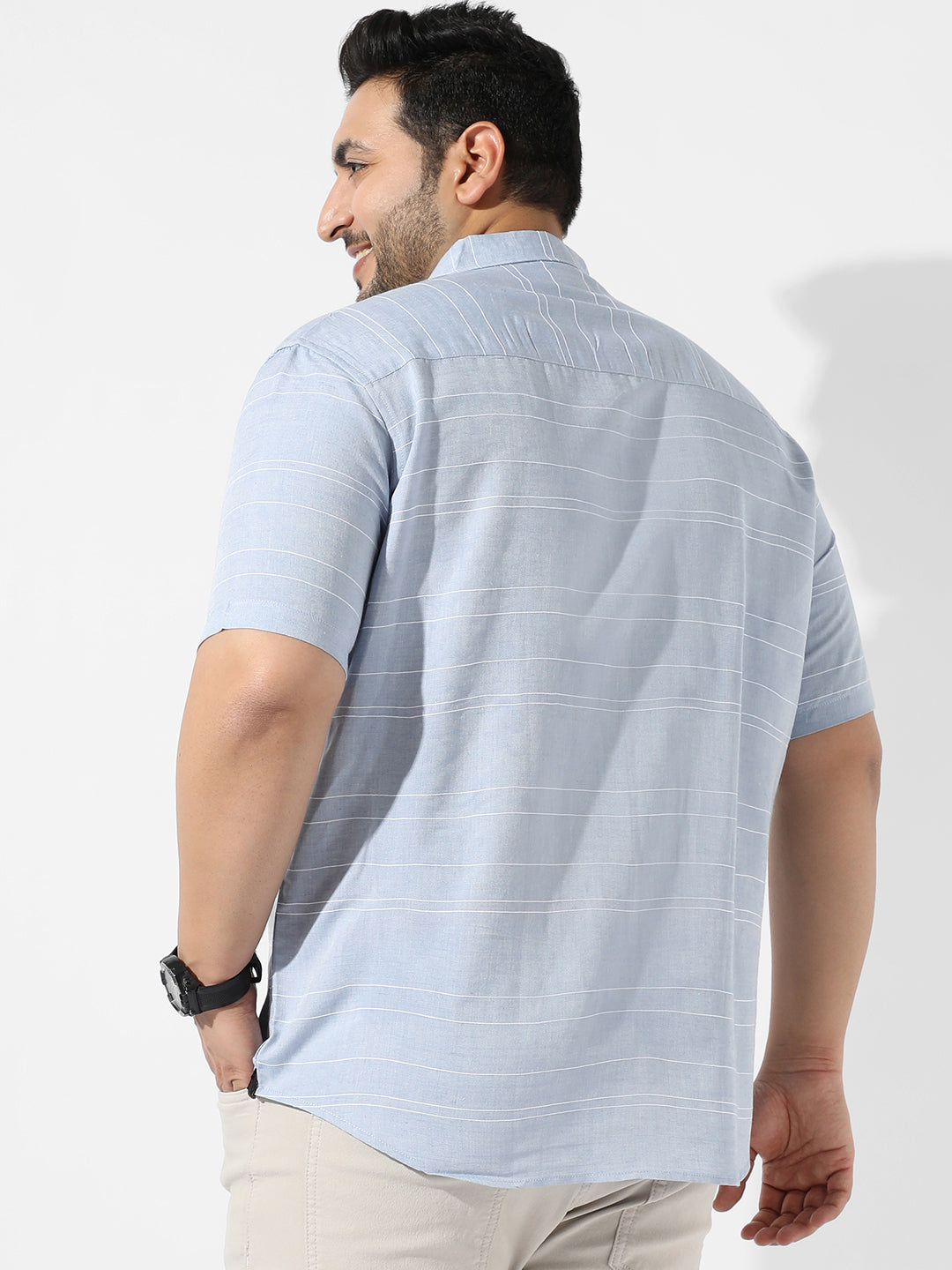 Light Blue Striped Casual Shirt