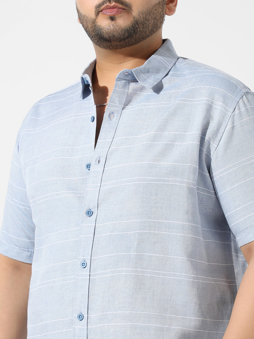 Light Blue Striped Casual Shirt