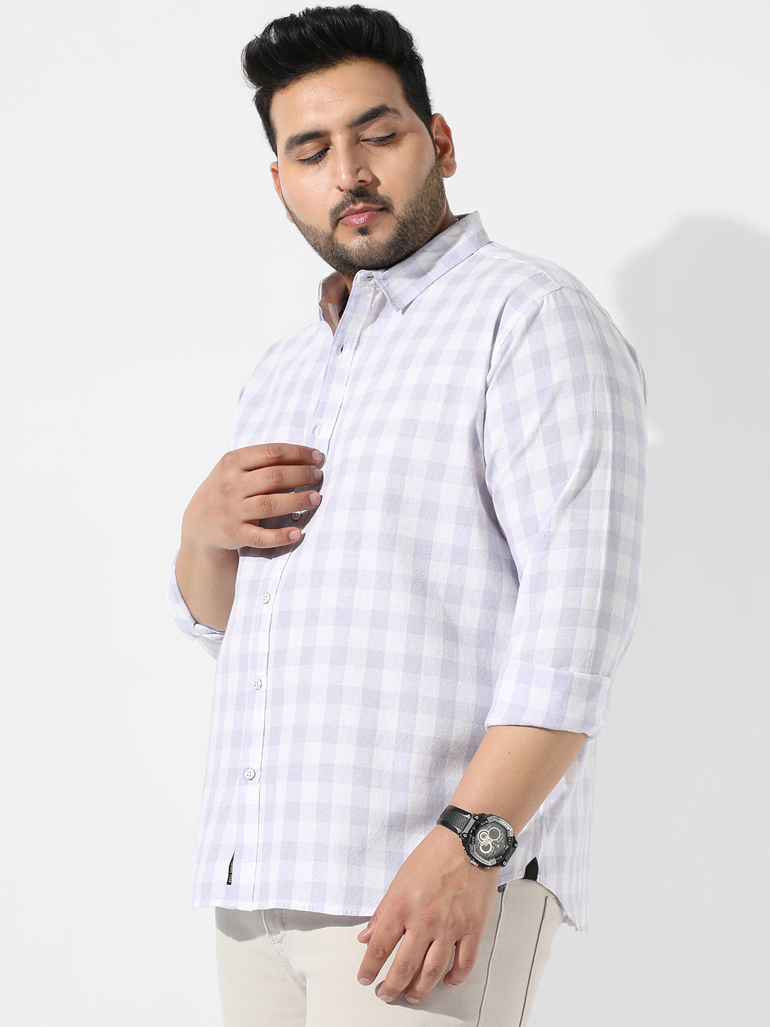 White & Blue Checkered Casual Shirt