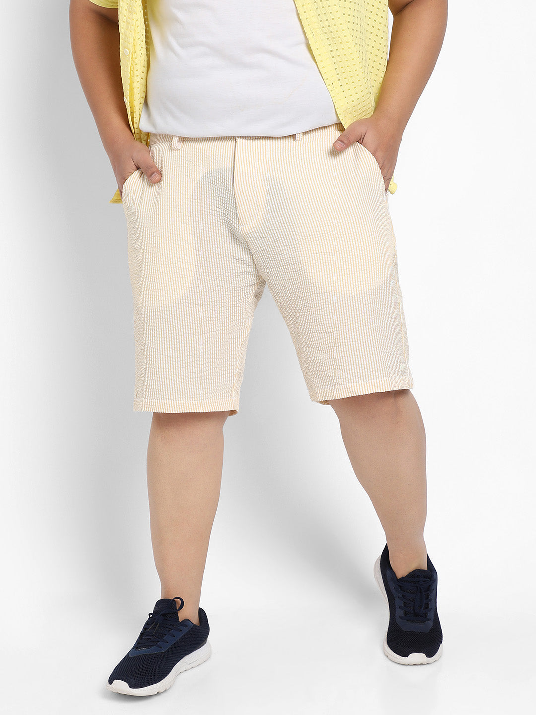Yellow Seersucker Stripe Shorts