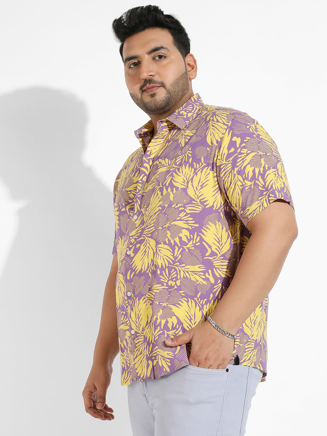 Lavender & Yellow Contrast Foliage Shirt