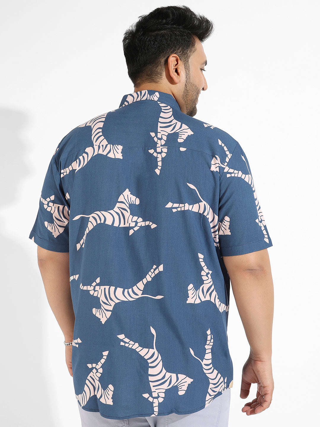 Blue Contrast Zebra Shirt