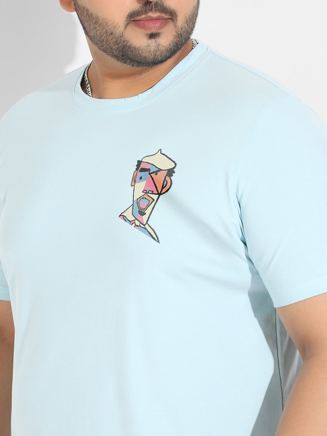 Icy Blue Abstract Face Fit T-Shirt