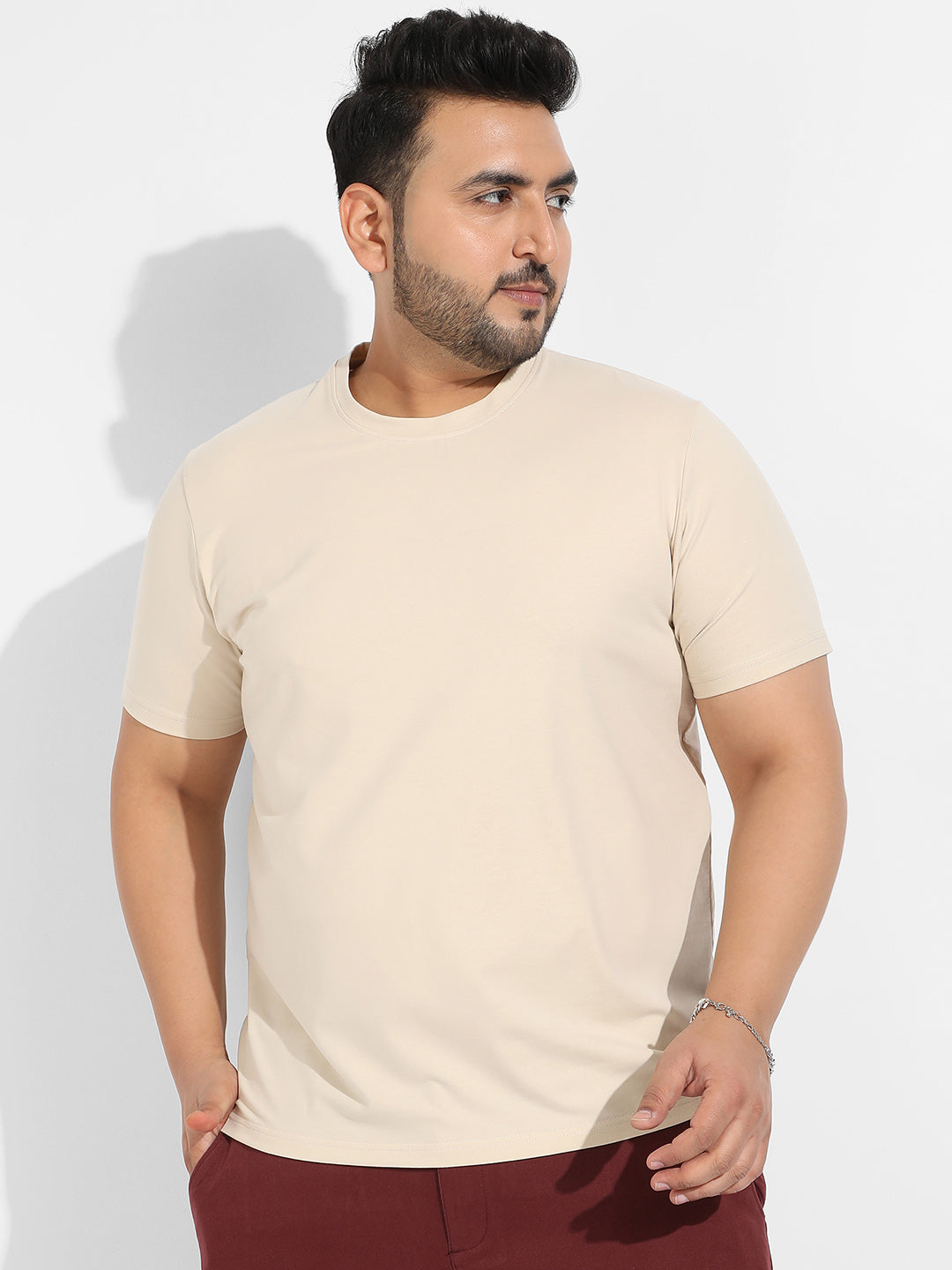 Beige Split Face T-Shirt