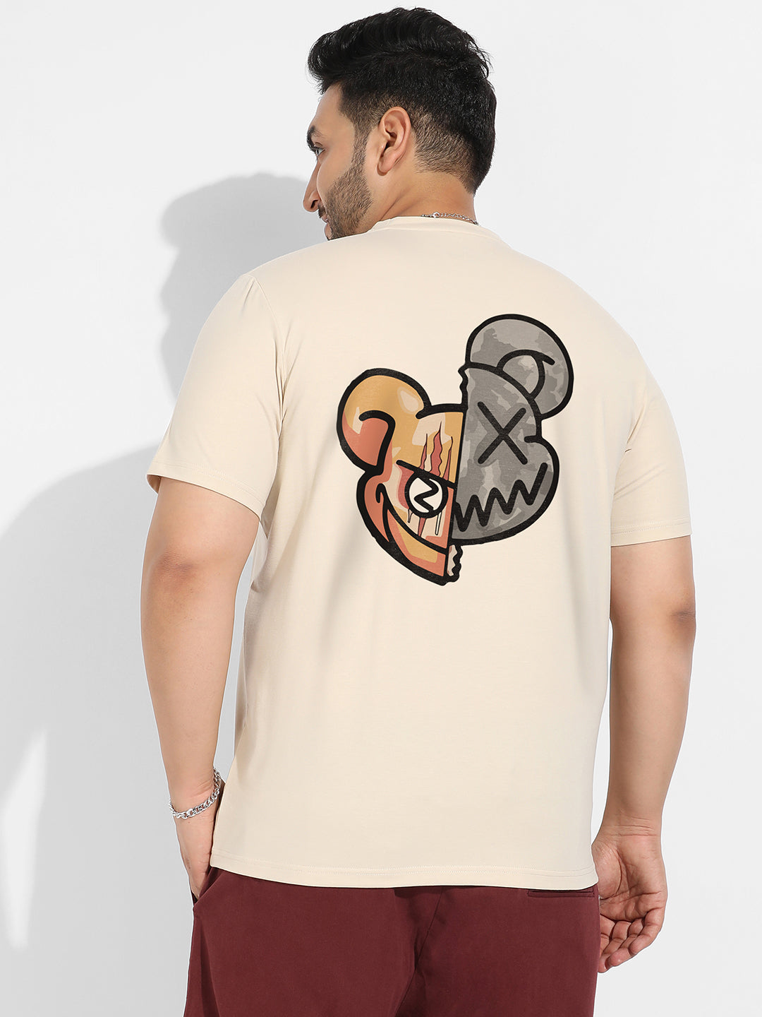 Beige Split Face T-Shirt