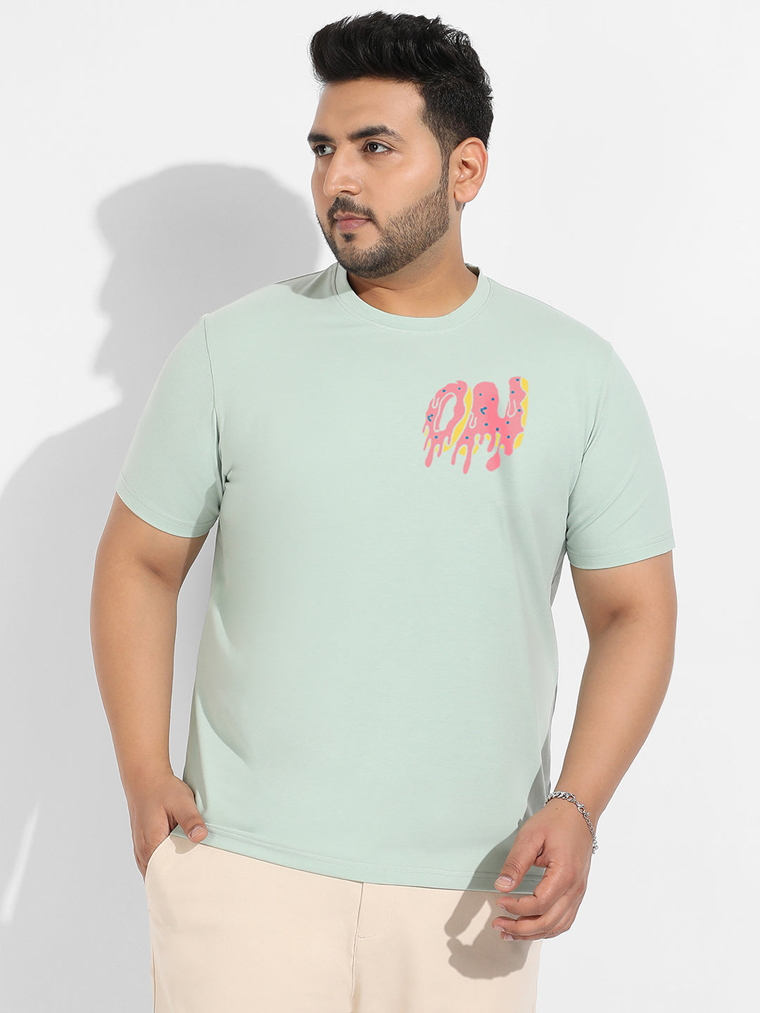 Sage Green Melting On T-Shirt