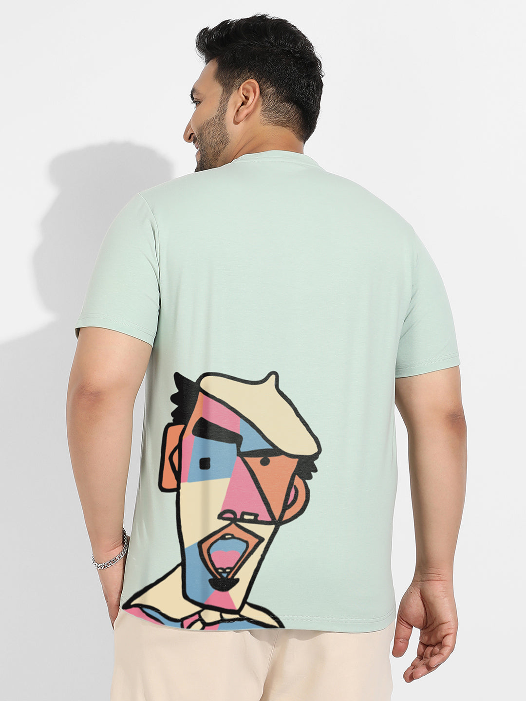 Sage Green Abstract Face T-Shirt