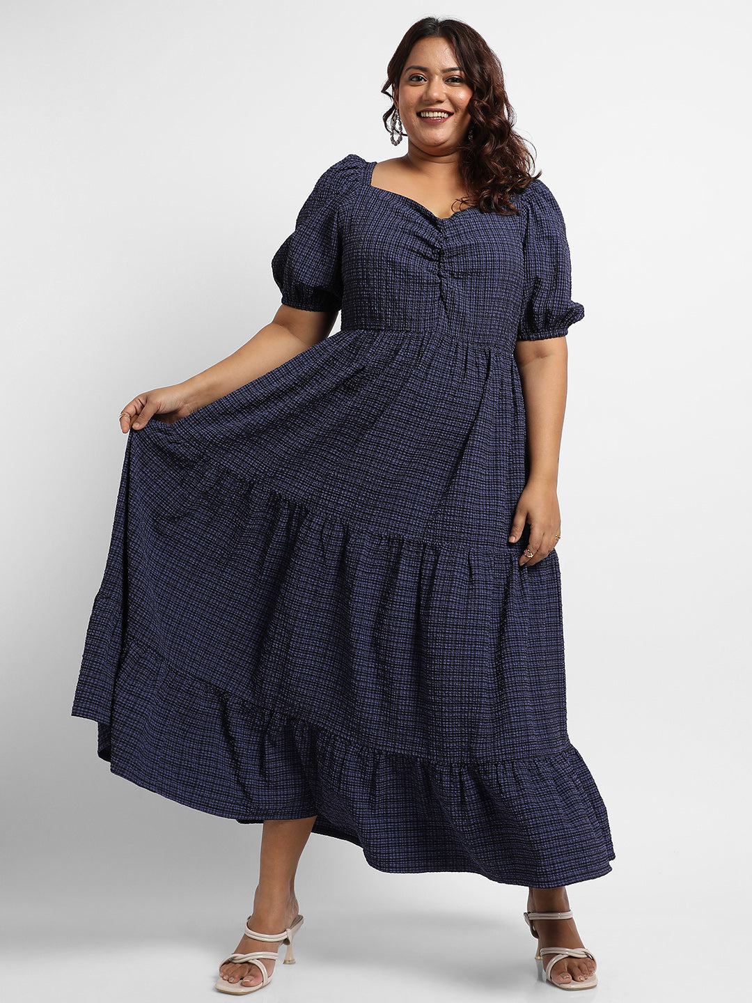 Navy Blue Three-Tier Dress