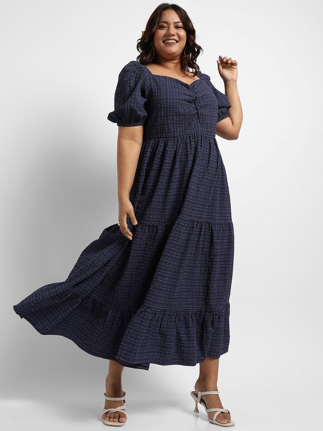 Navy Blue Three-Tier Dress