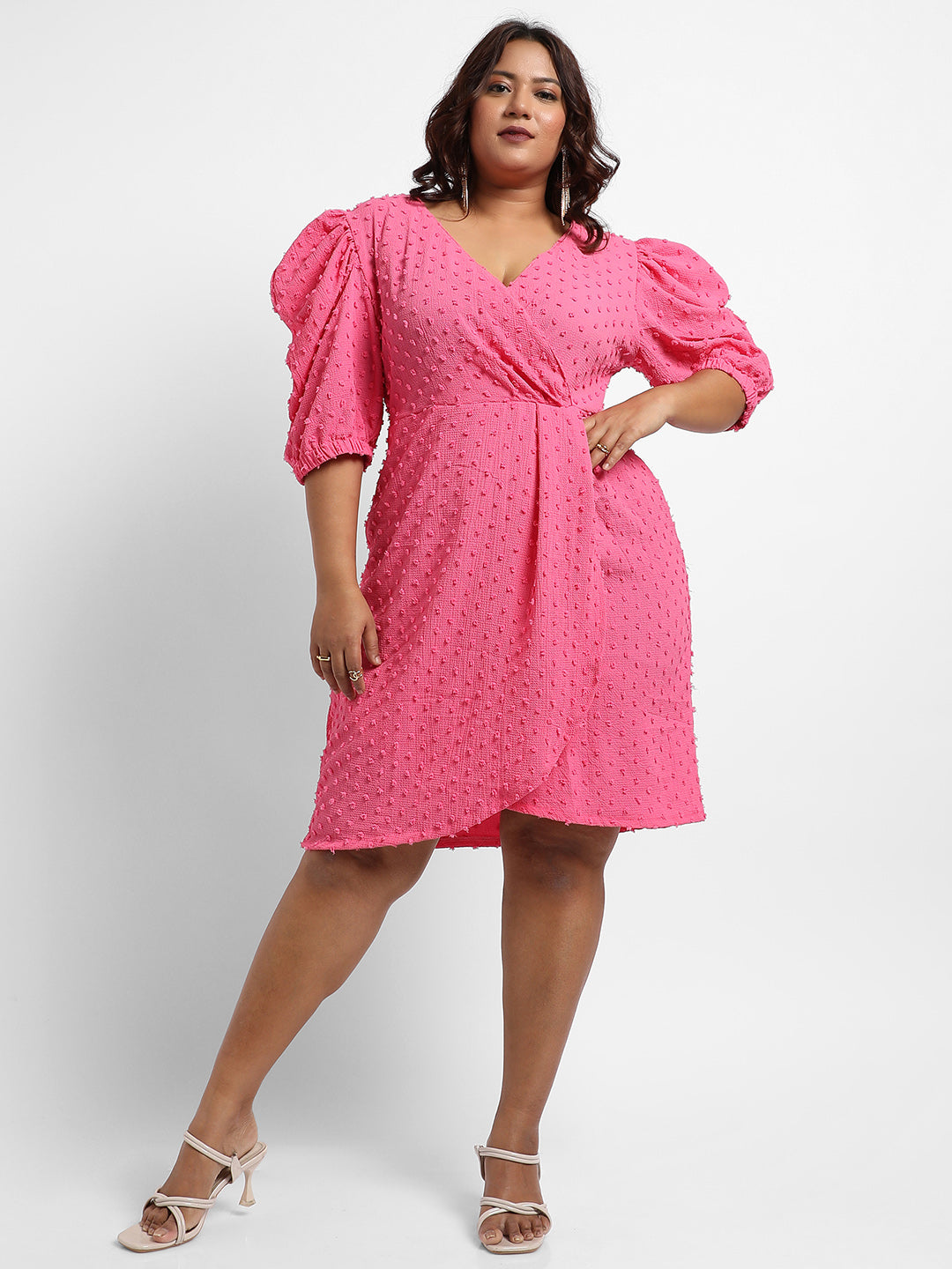 Blush Pink Self-Design Petal Dress