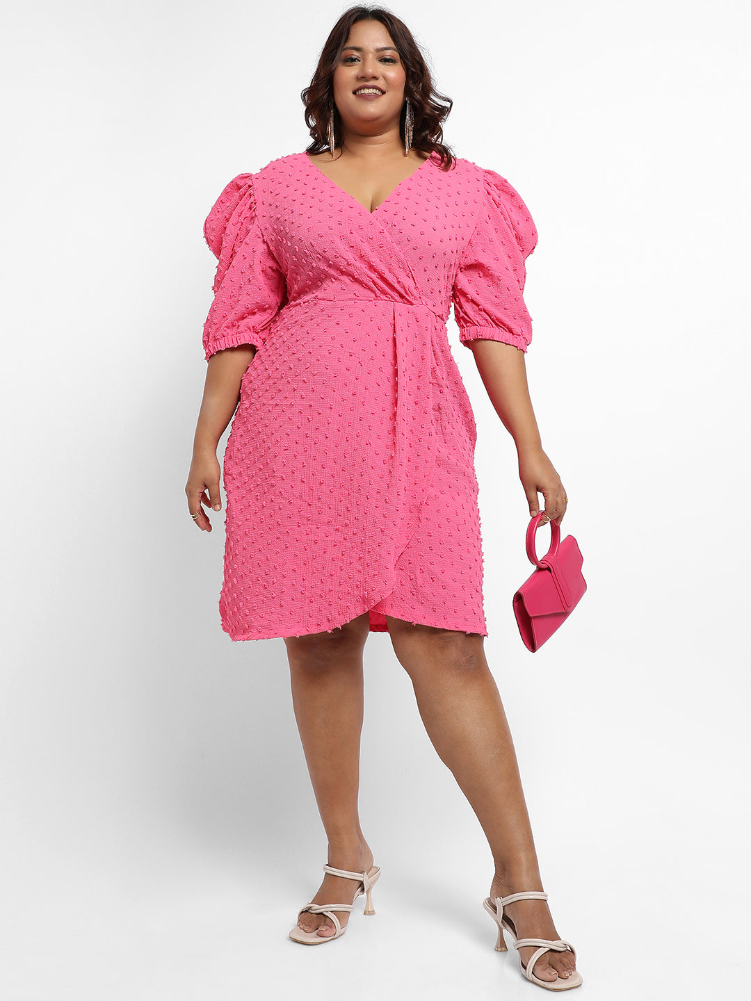 Blush Pink Self-Design Petal Dress