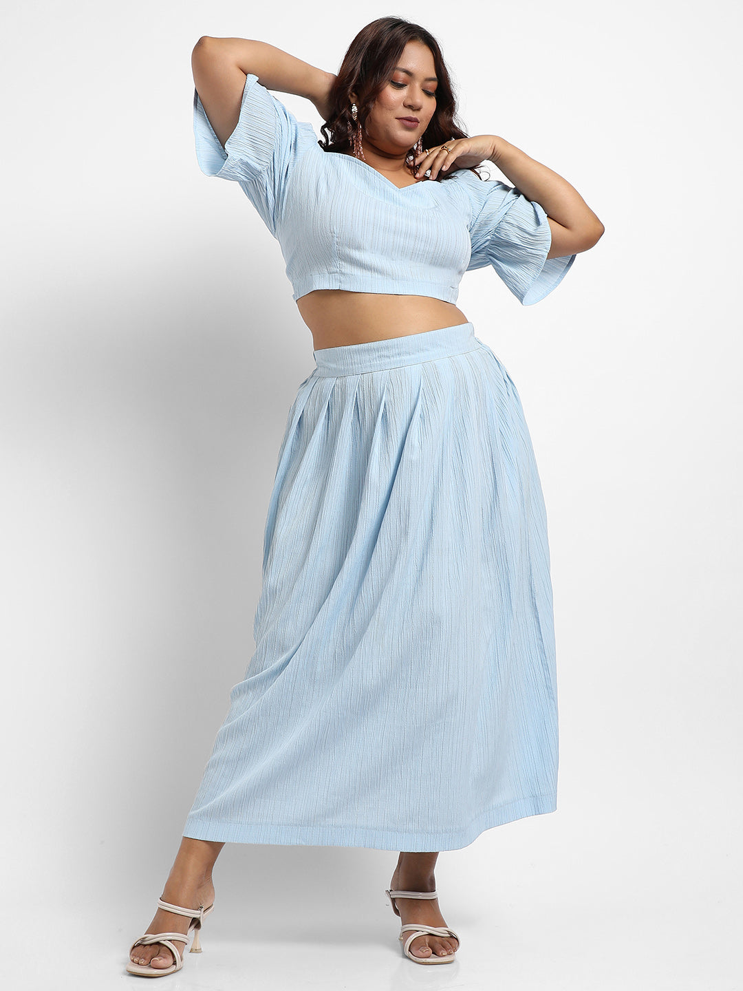 Light Blue Cropped Co-Ord Set