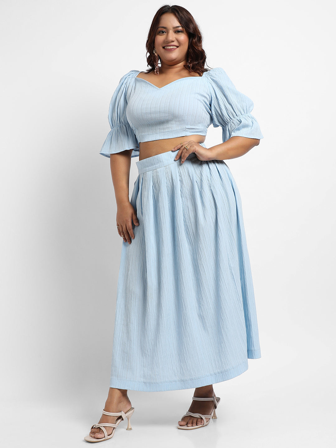 Light Blue Cropped Co-Ord Set