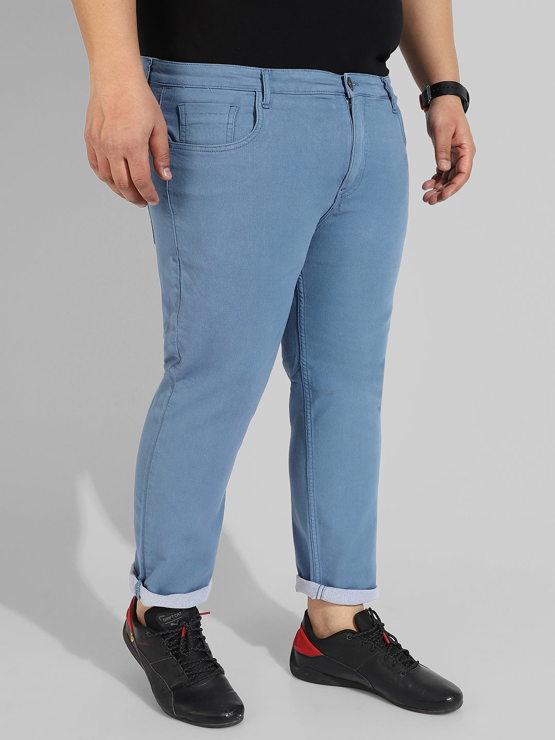 Regular Fit Coral Blue Denim Jeans