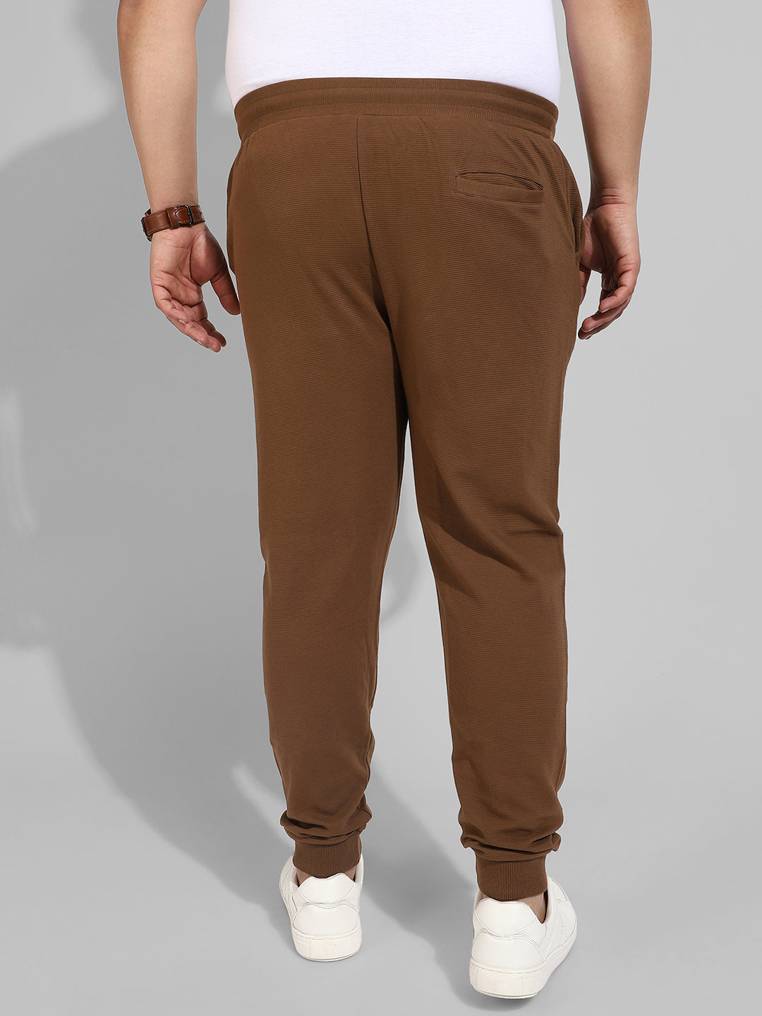 Cotton Solid Brown Regular Fit Trackpants