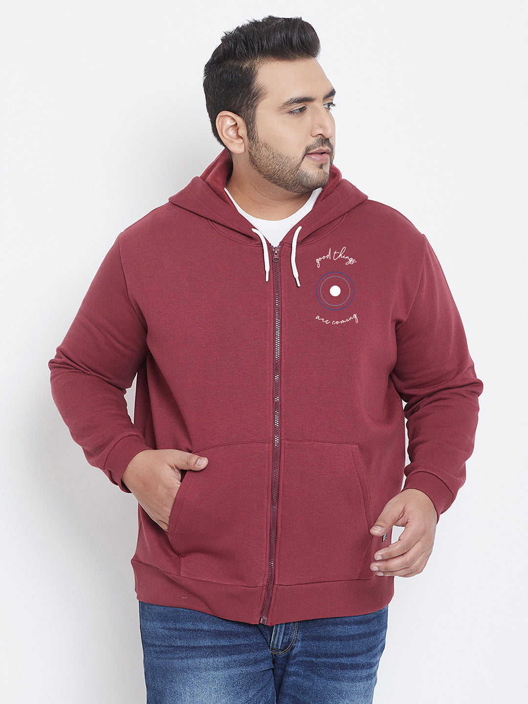 Solid Stylish Full Sleeve Hooded Casual Sweatshirt