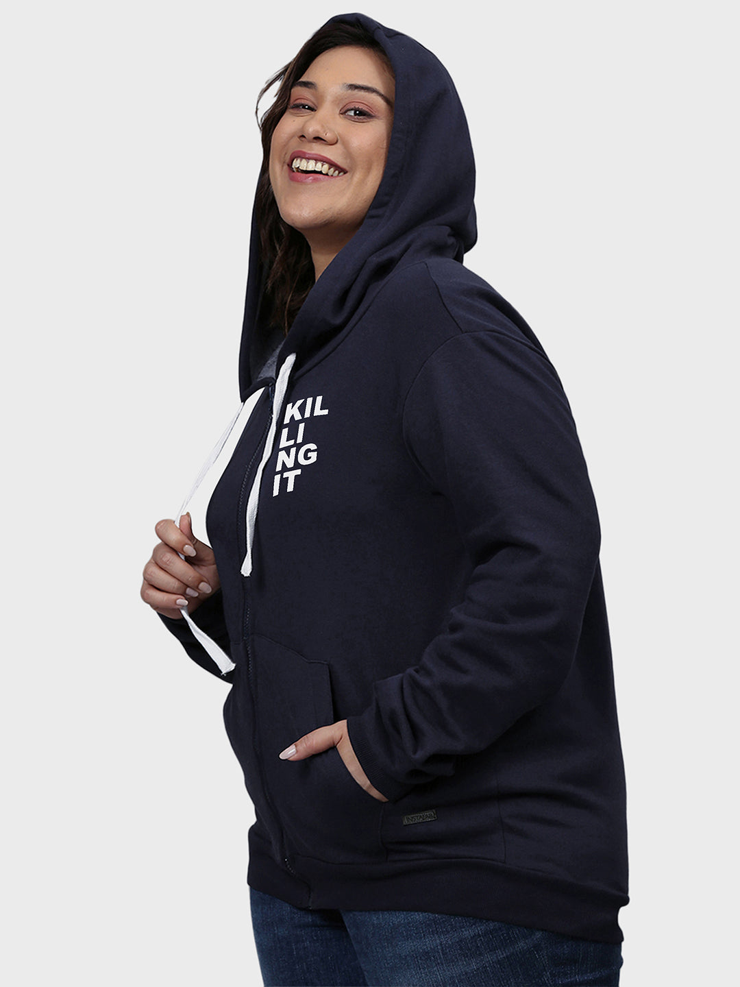 Zipper Hoodie With Print